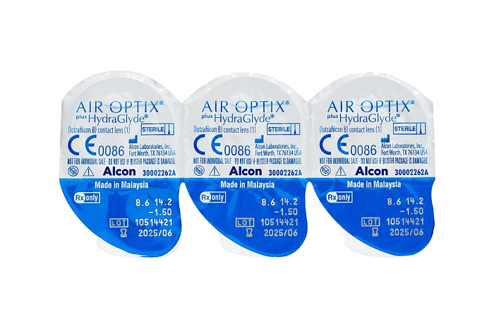 Контактные линзы AIR OPTIX Plus HydraGlyde (3 линзы)