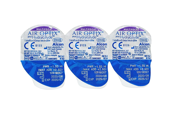 Контактные линзы AIR OPTIX plus HydraGlyde Multifocal (3 линзы)
